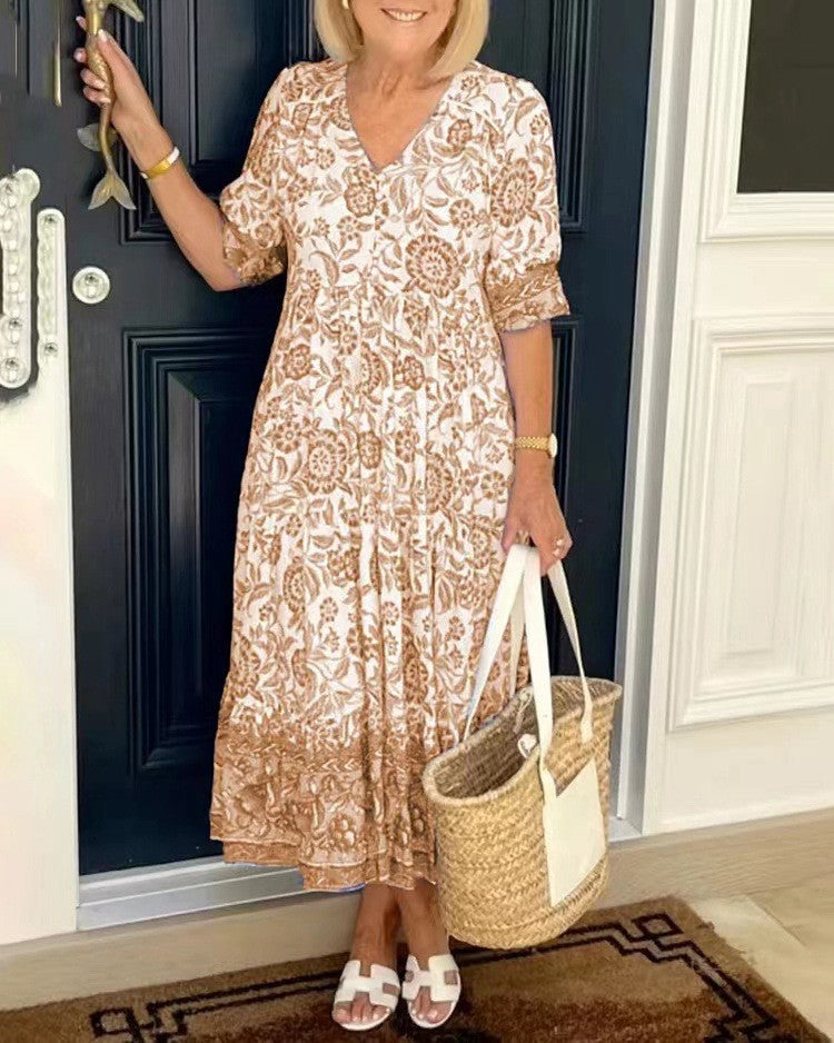 Sofie – Jurk met V-hals en bloemenprint