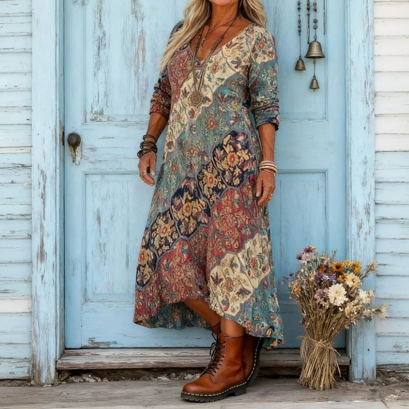 Evelyn | Vintage-geïnspireerde Lange Mouwen Casual Jurk