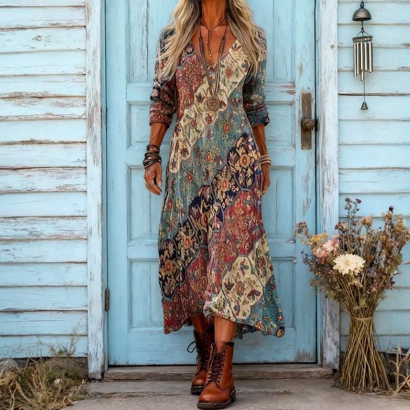 Evelyn | Vintage-geïnspireerde Lange Mouwen Casual Jurk