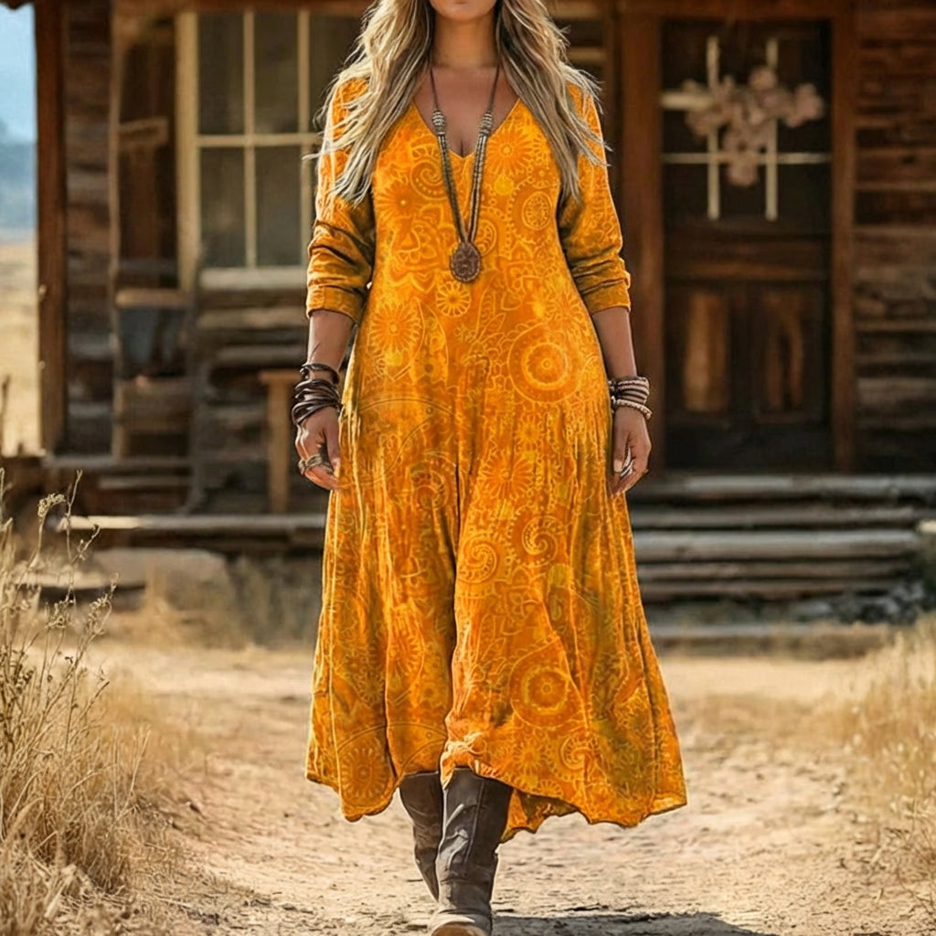 Mia | Vintage-geïnspireerde Lange Mouw Casual Jurk