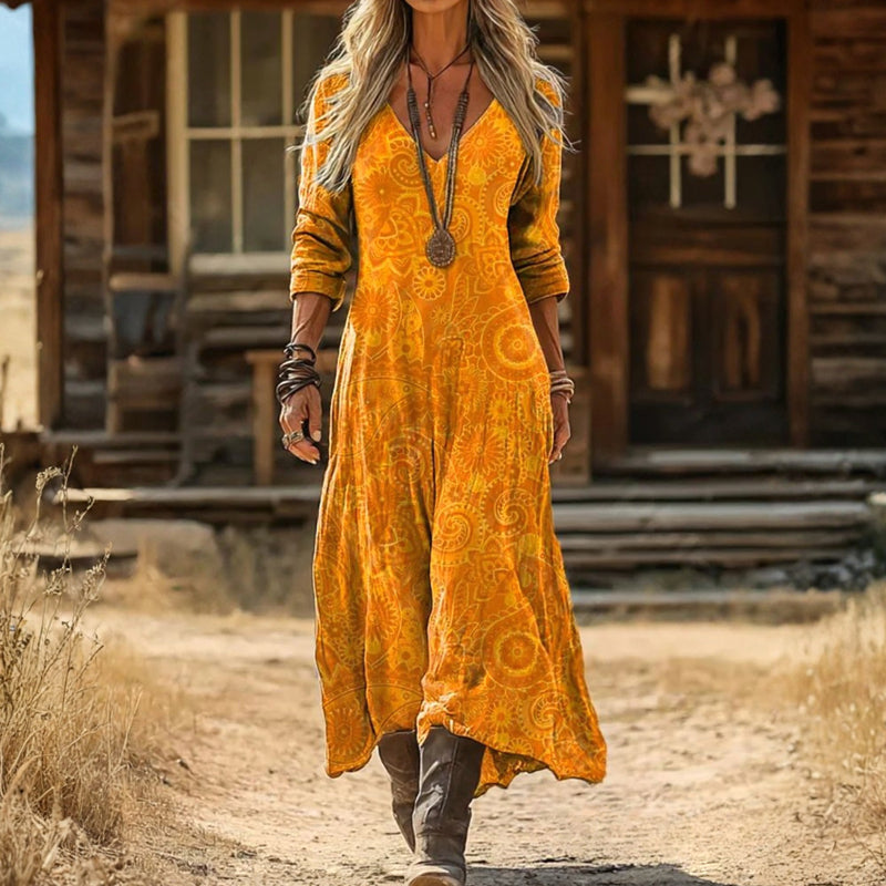 Evelyn | Vintage Geïnspireerde Lange Mouwen Casual Jurk