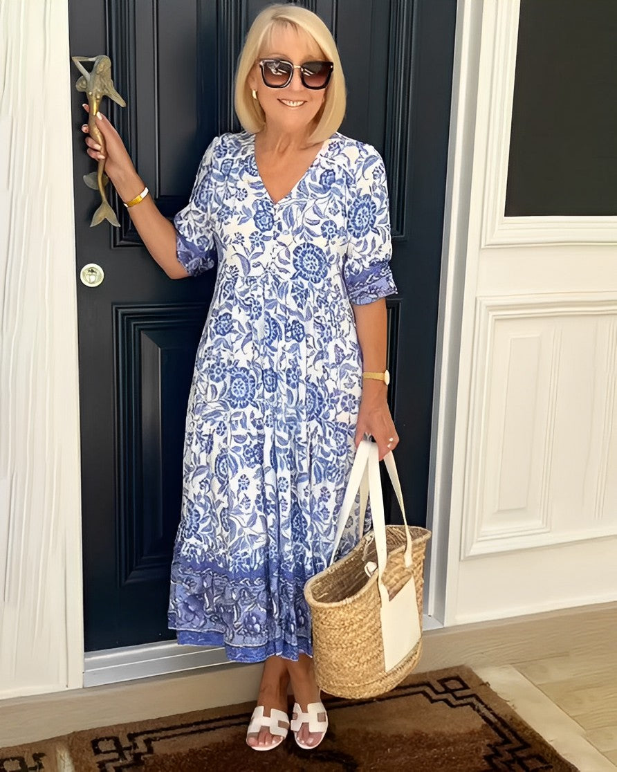 Sofie – Jurk met V-hals en bloemenprint