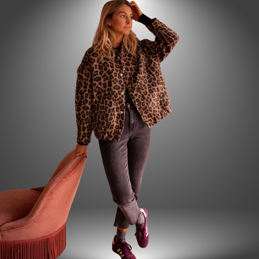 Alice | handgemaakte jas met luipaardprint