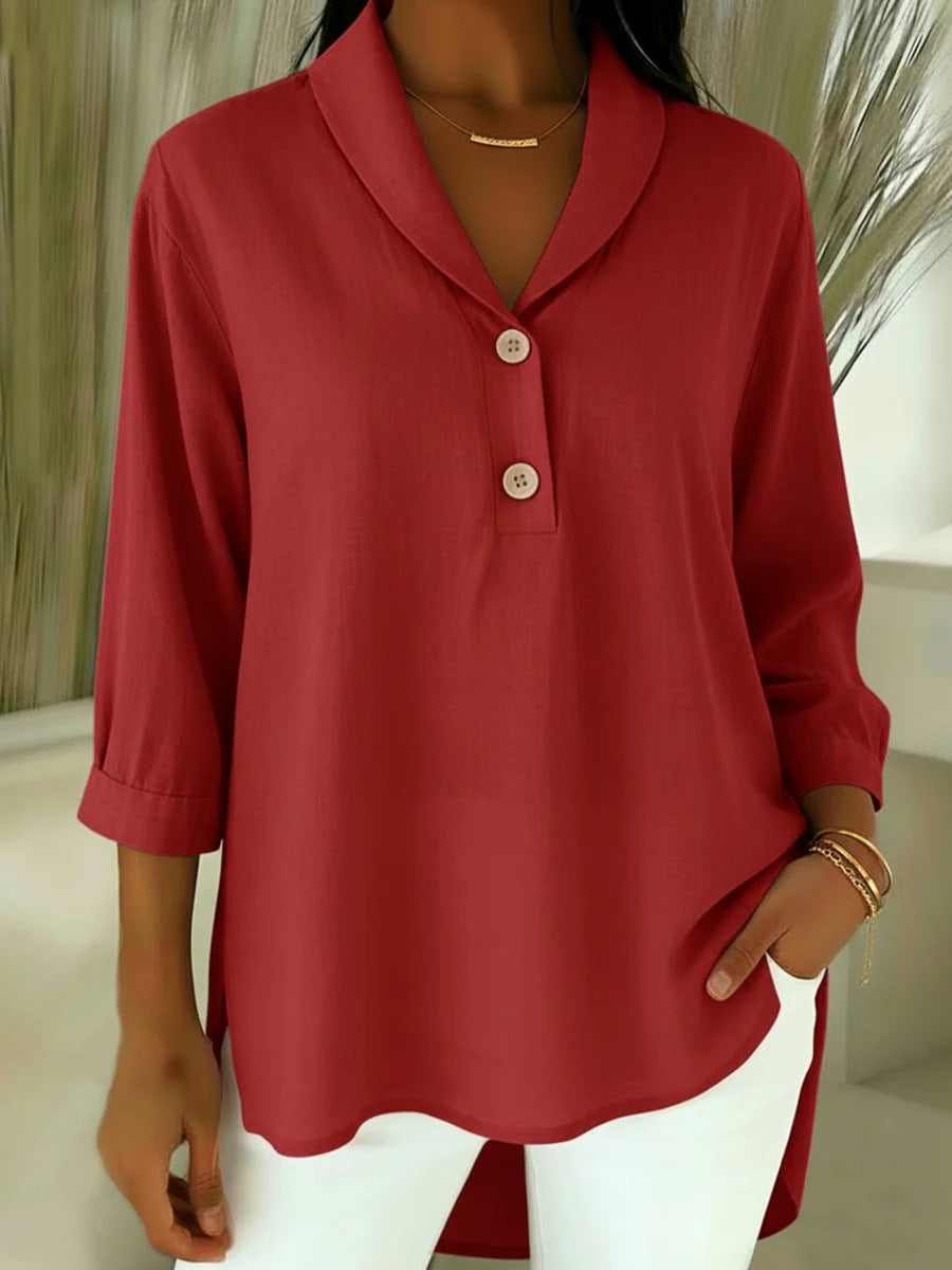 Noa – Blouse met knoopsluiting en V-hals