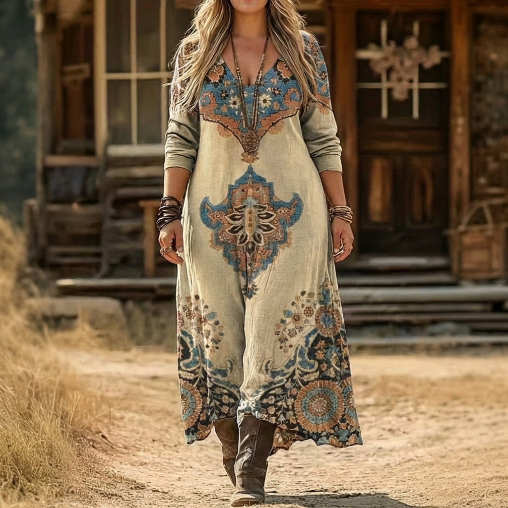 Eleanor | Vintage-geïnspireerde Lange Mouwen Casual Jurk