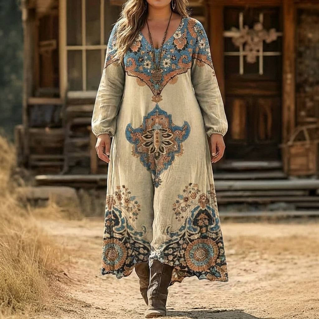 Eleanor | Vintage-geïnspireerde Lange Mouwen Casual Jurk