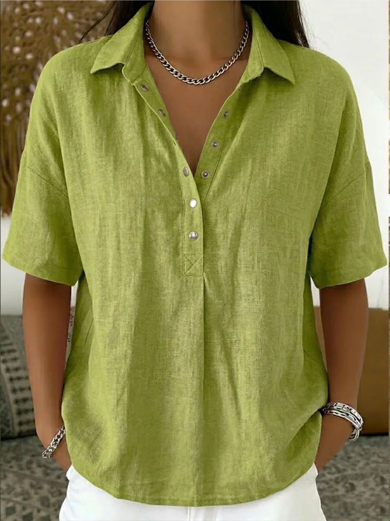 Tessa – Blouse met kraag en knoopdetail