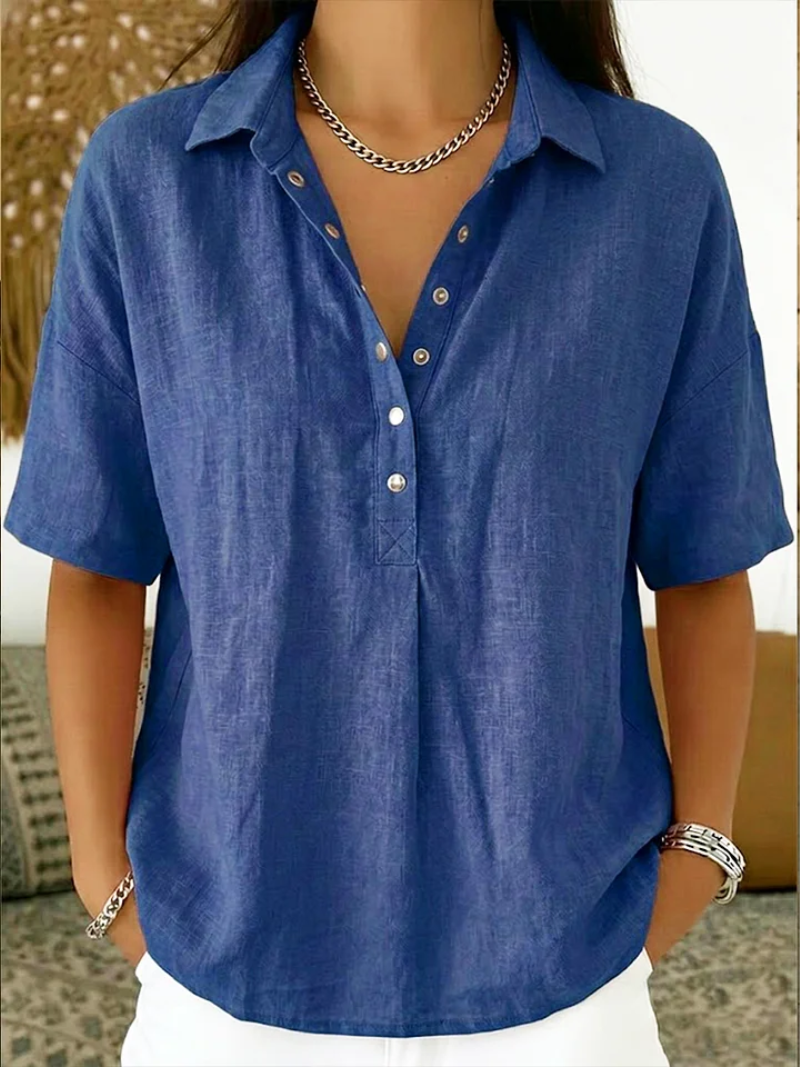 Tessa – Blouse met kraag en knoopdetail