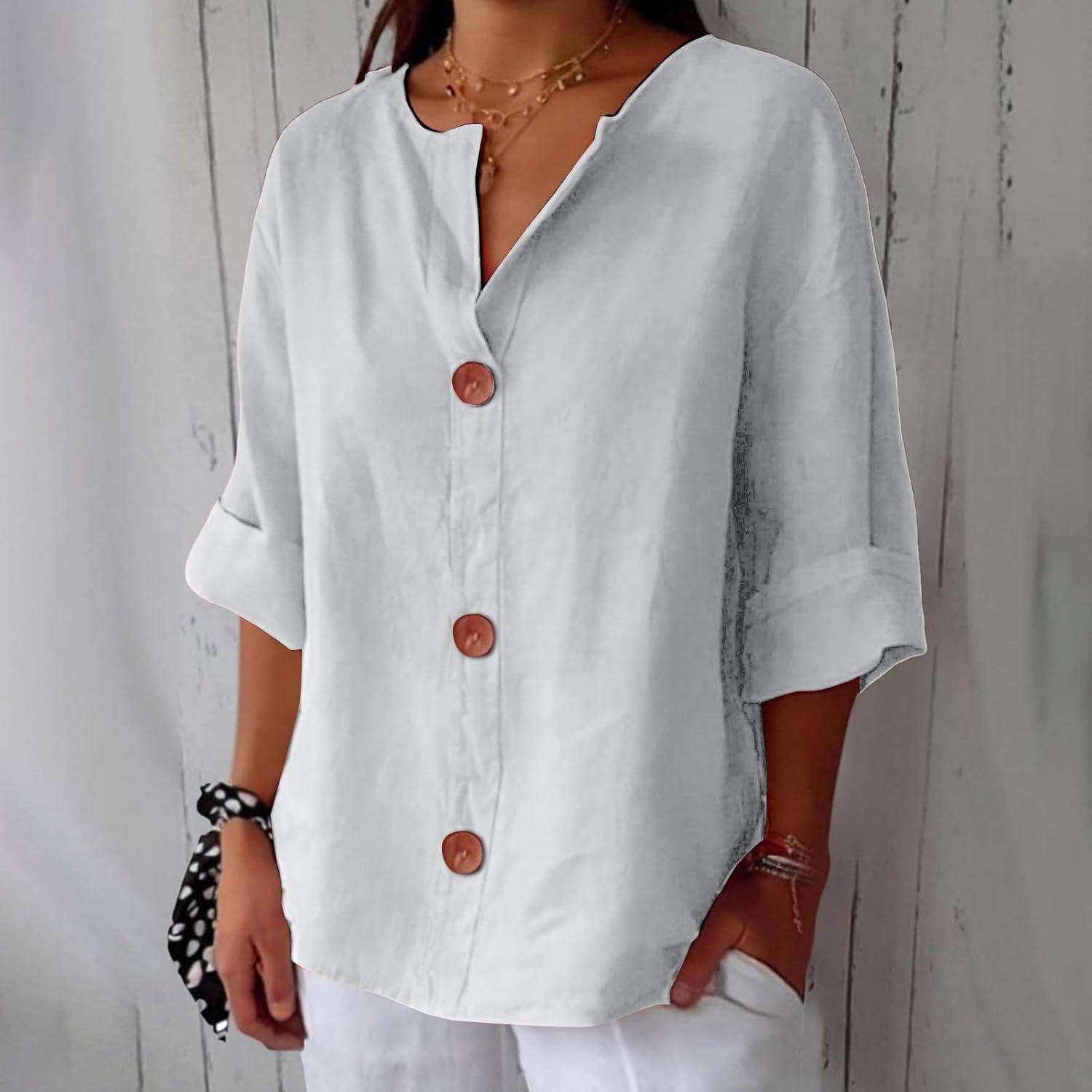 Liore™ – Minimalistische Blouse met Verticale Structuur
