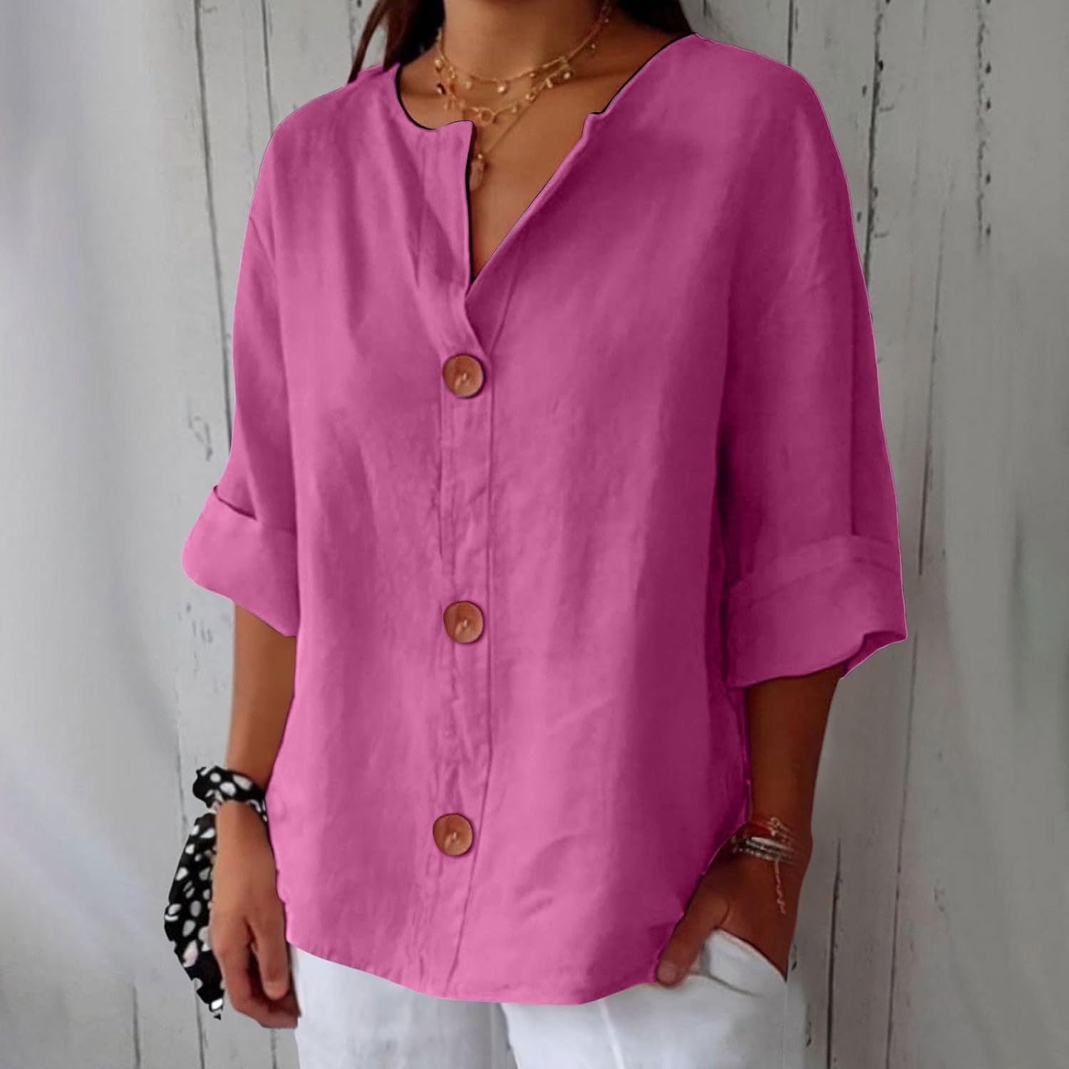Liore™ – Minimalistische Blouse met Verticale Structuur