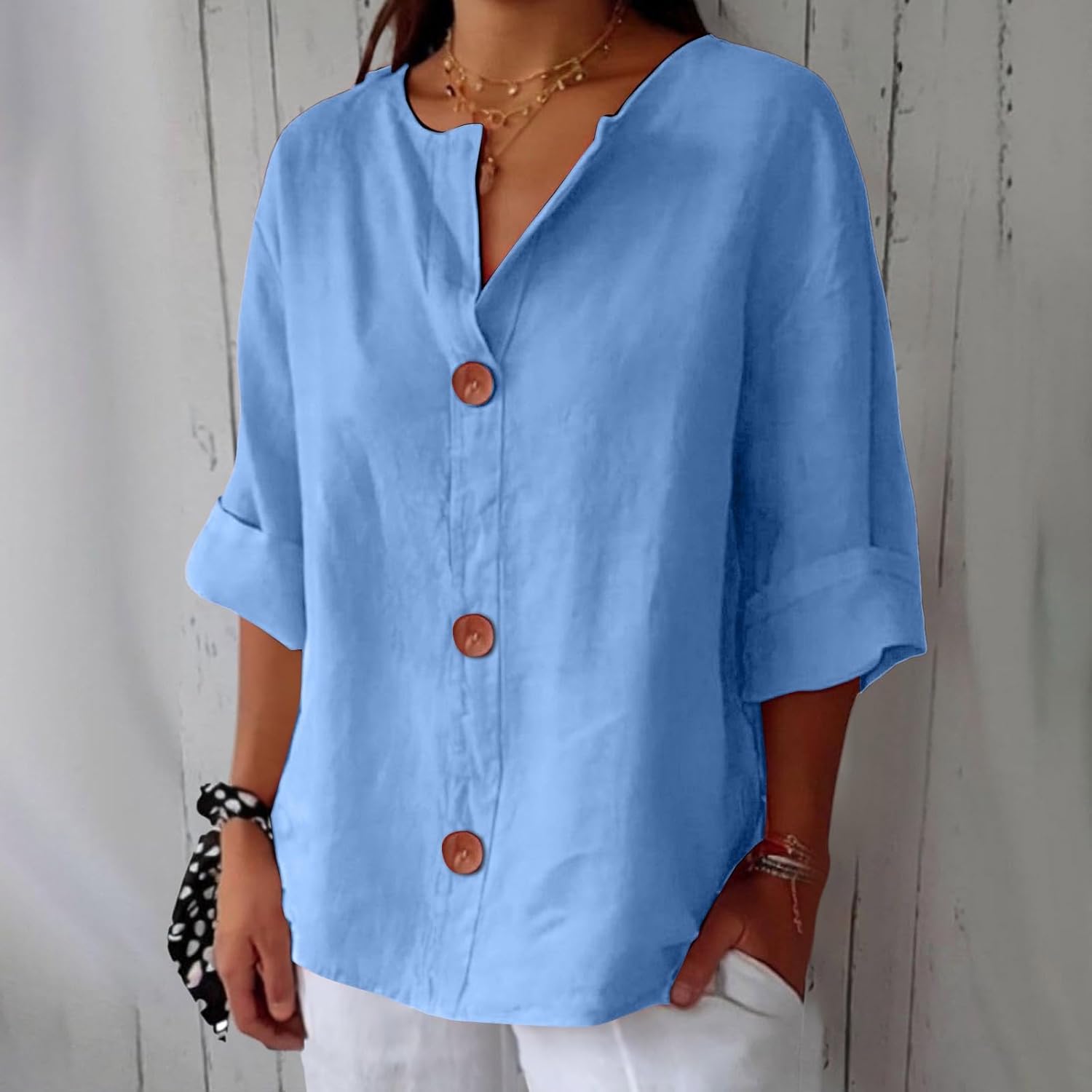 Liore™ – Minimalistische Blouse met Verticale Structuur