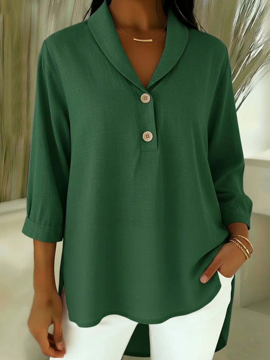 Noa – Blouse met knoopsluiting en V-hals