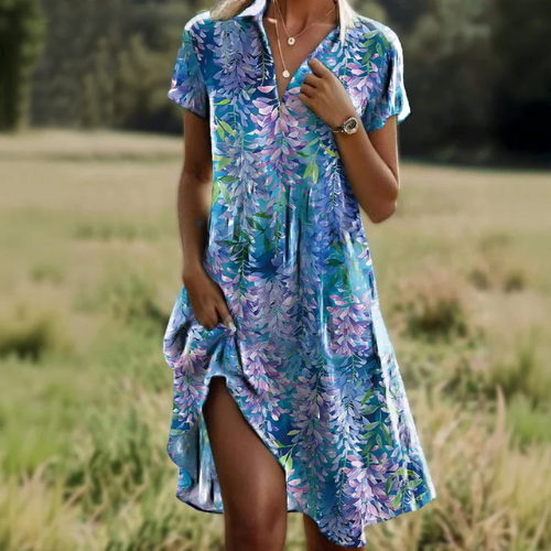 Marit – Jurk met print en V-hals
