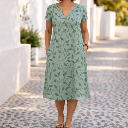 Noor – Jurk met V-hals en print