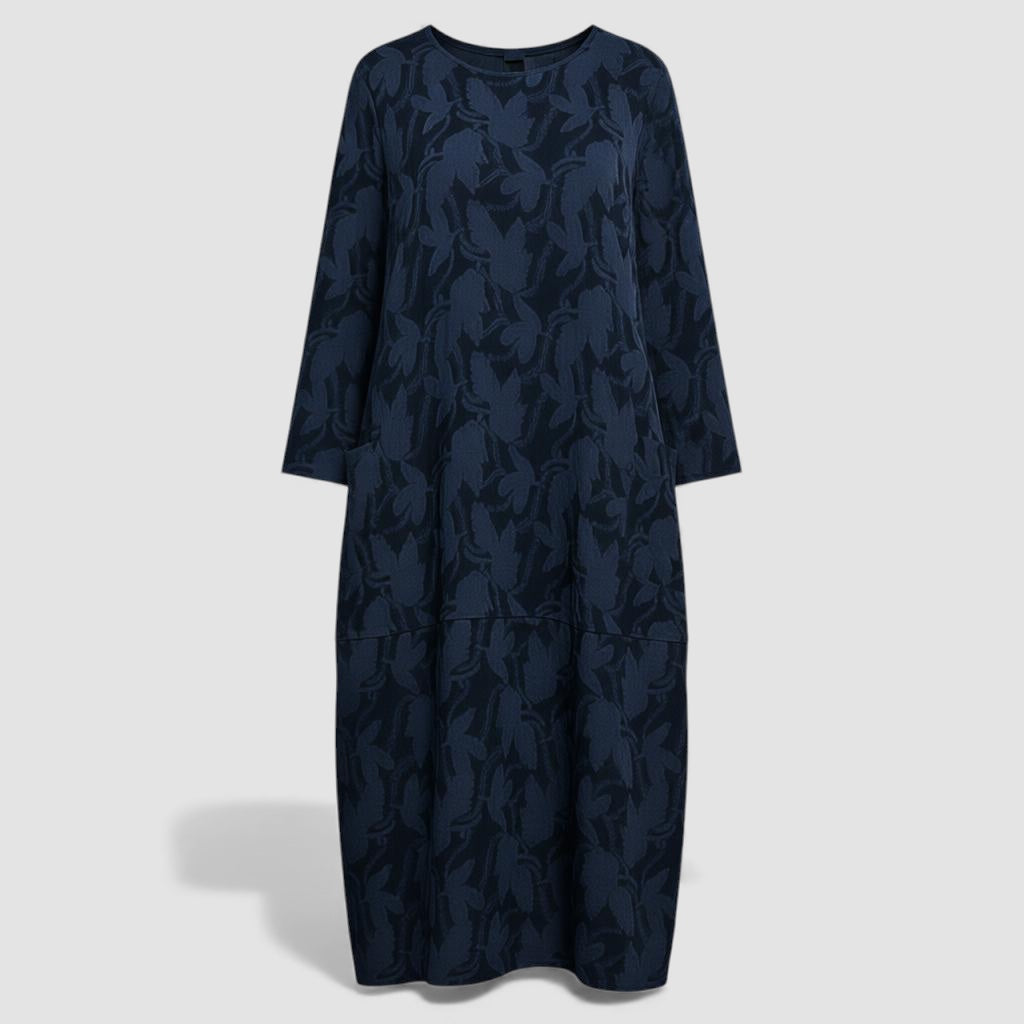 Livia – Jurk met bladpatroon en lange mouwen