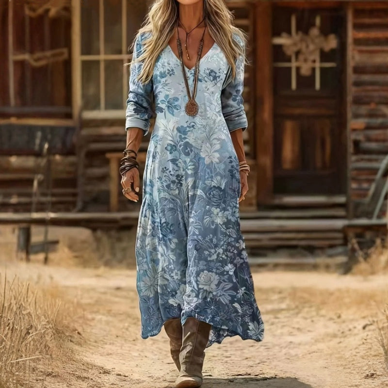 Evelyn | Vintage-geïnspireerde Lange Mouwen Casual Jurk