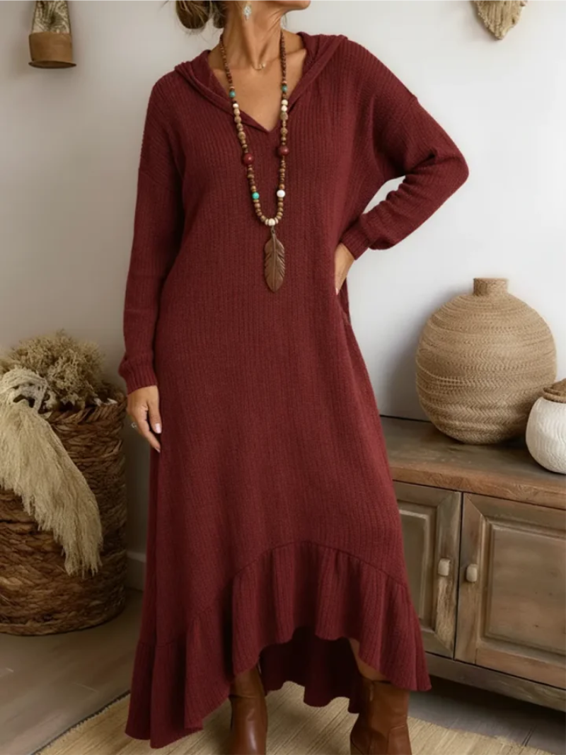 Emily – Gebreide jurk met capuchon