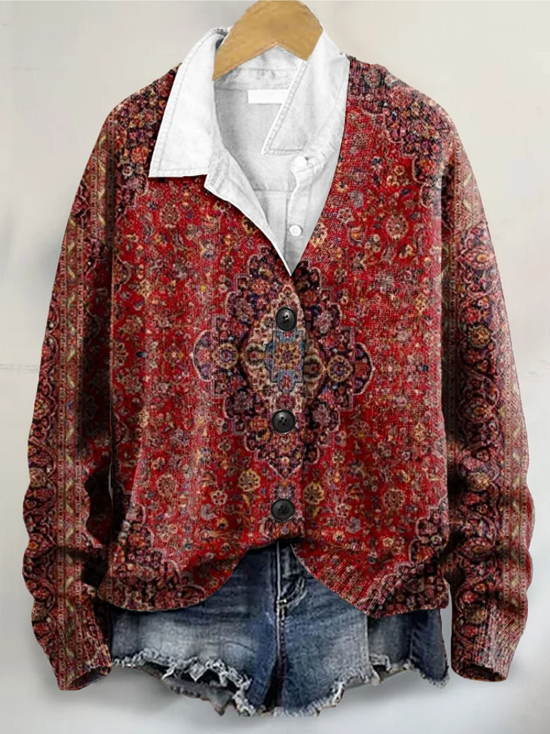 Rosa – Gebreide blouse met sierlijk motief