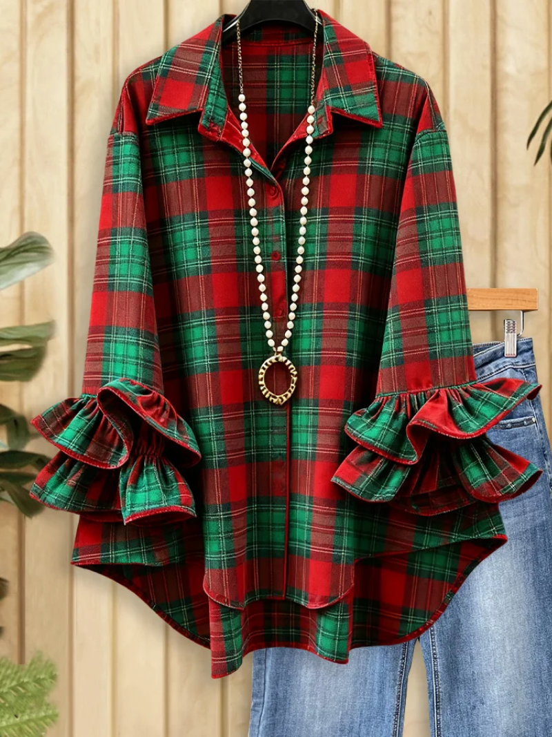Elena – Geruite blouse met knoopsluiting