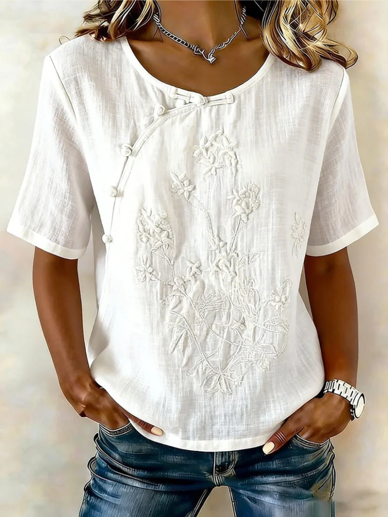 Mila – Blouse met knoopdetail