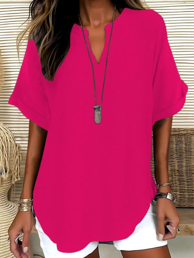 Mila – Blouse met V-hals en losse pasvorm