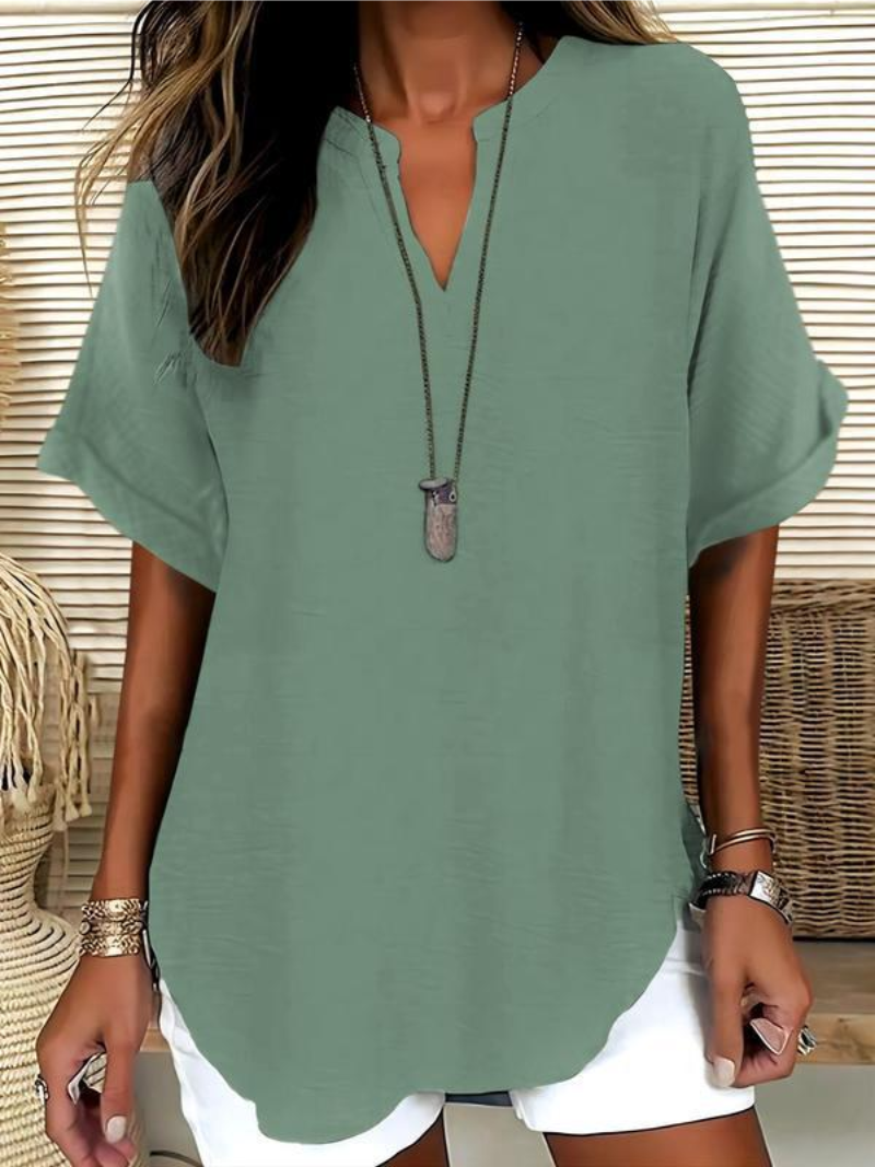 Mila – Blouse met V-hals en losse pasvorm
