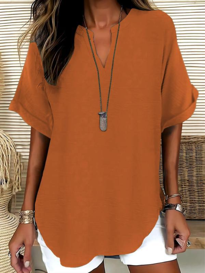 Mila – Blouse met V-hals en losse pasvorm