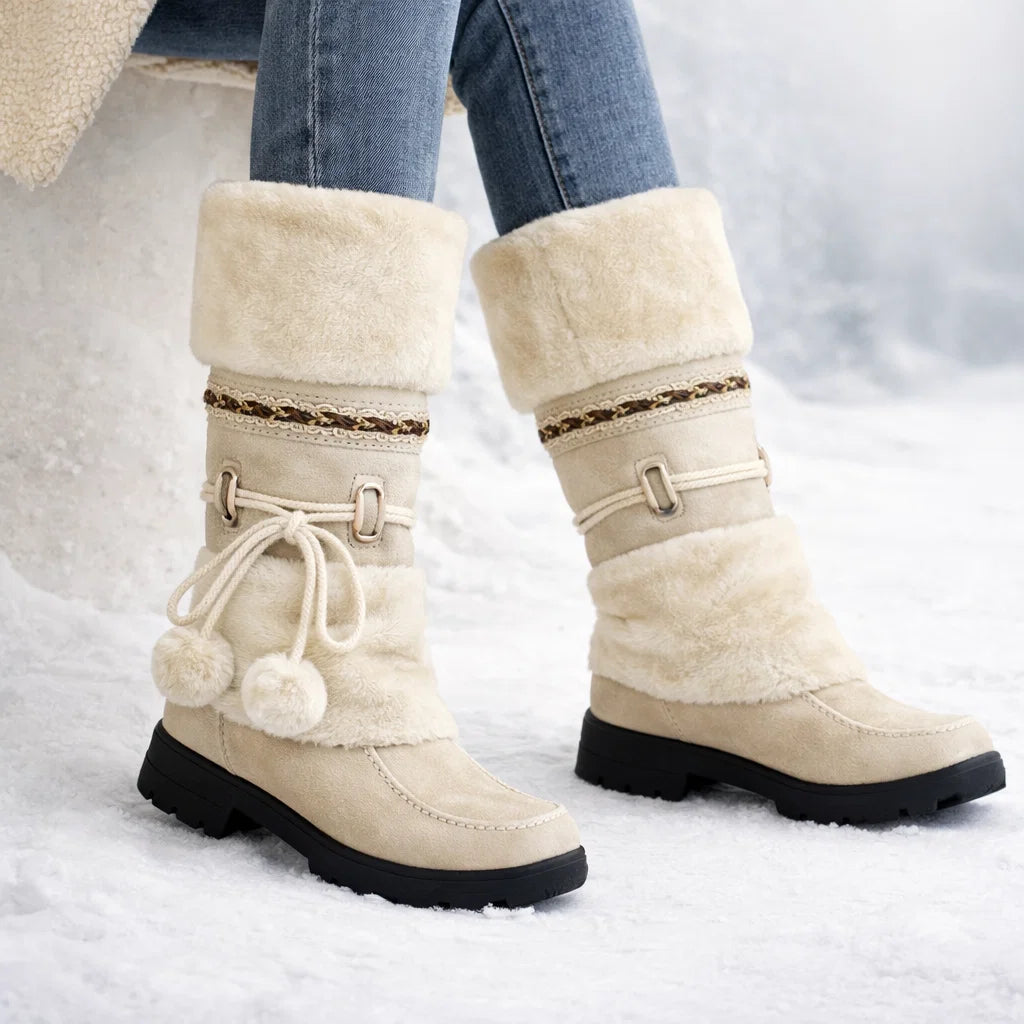 Marieke – Gevoerde winterlaarzen met bontkraag