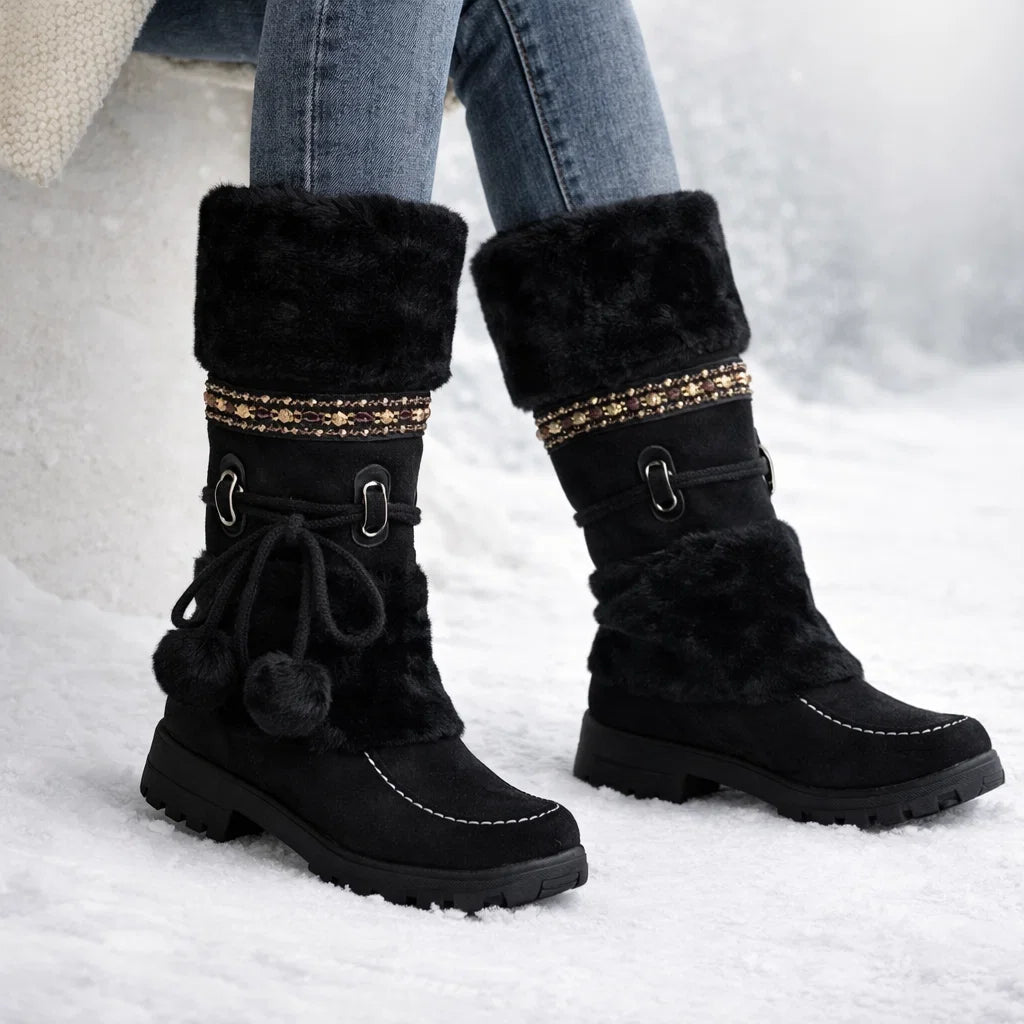 Marieke – Gevoerde winterlaarzen met bontkraag