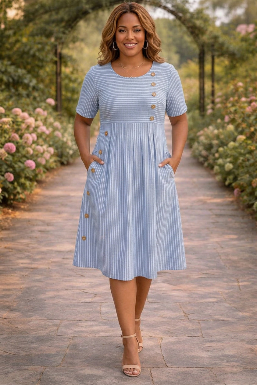 Wanda™ Gestreepte Midi-jurk