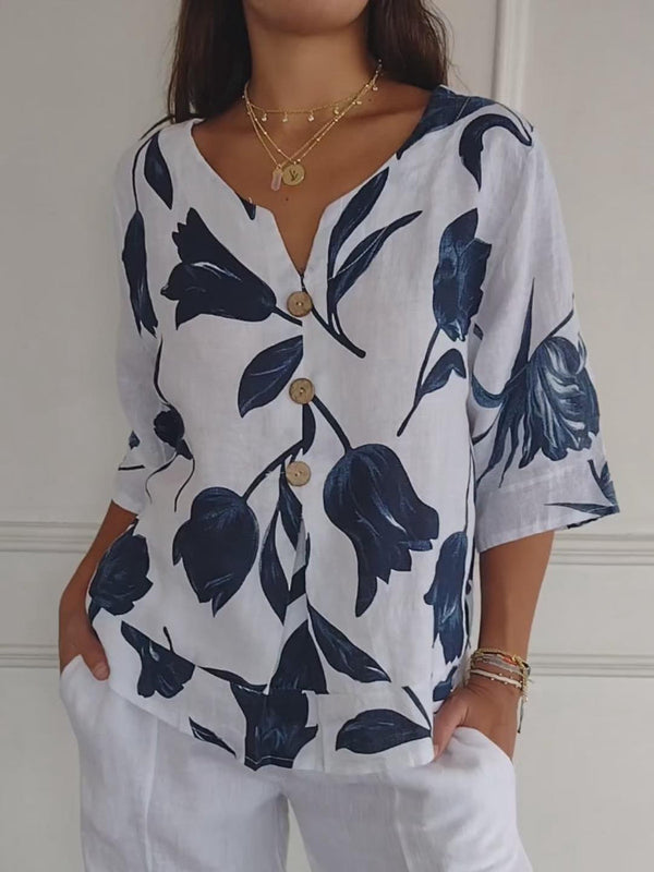 Mila – Blouse met V-hals en print
