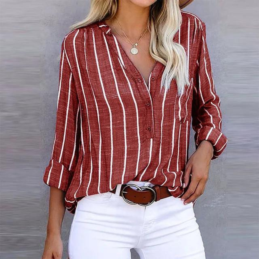 Lena – Gestreepte blouse met knopen