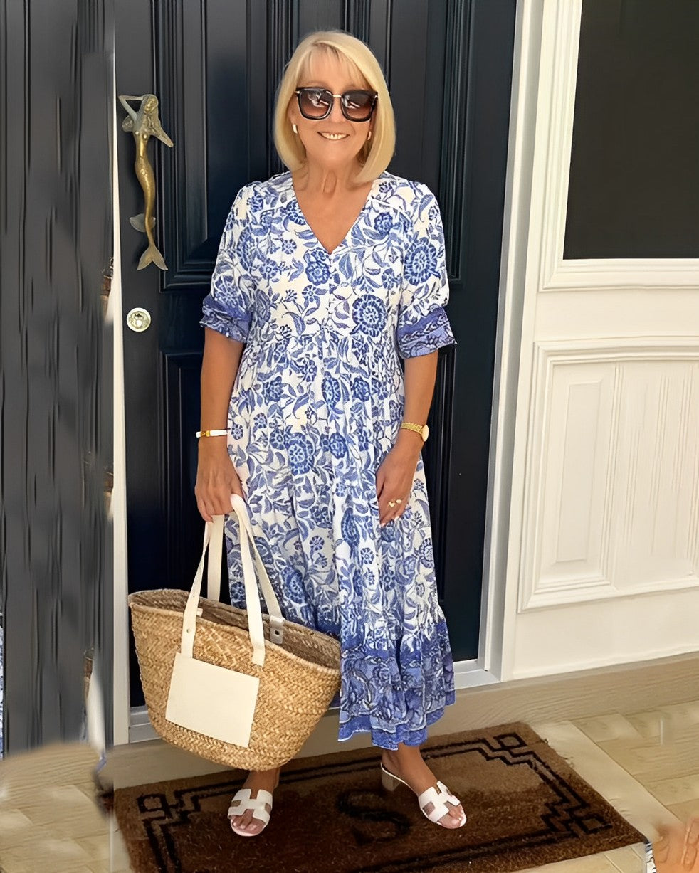 Sofie – Jurk met V-hals en bloemenprint