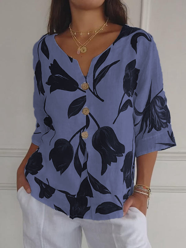Mila – Blouse met V-hals en print