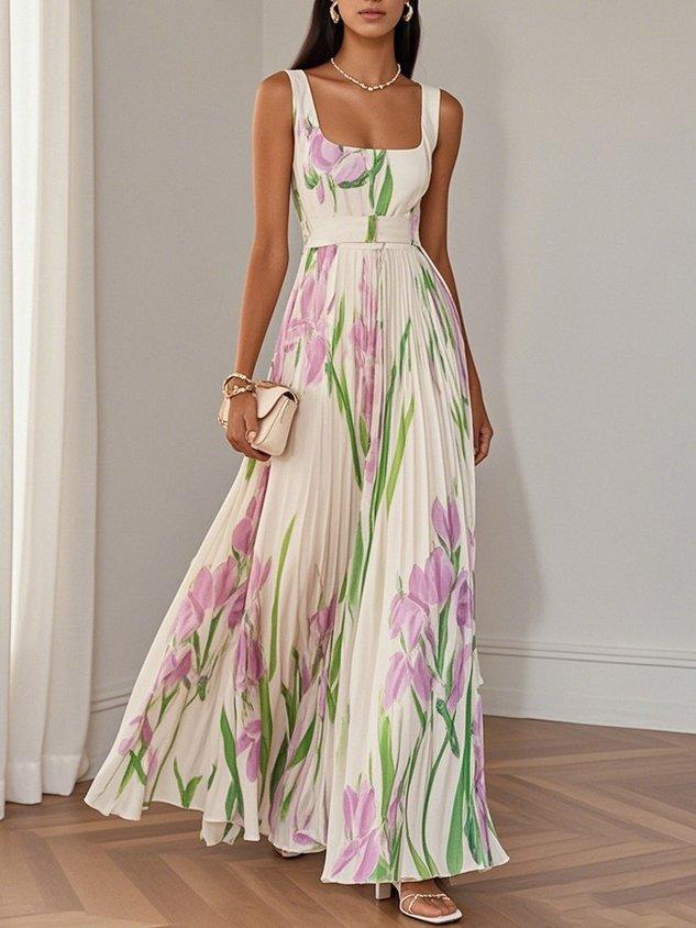 Yara™ - Maxikleed van Plissé Chiffon