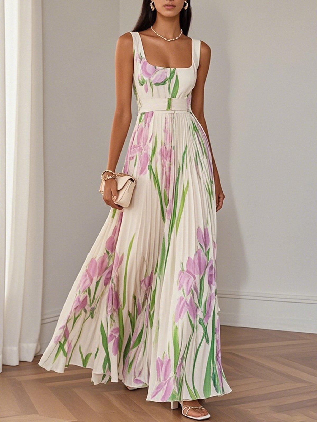 Yara™ - Maxikleed van Plissé Chiffon