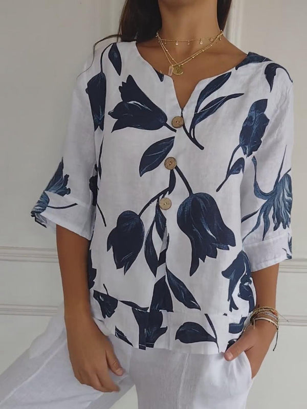 Mila – Blouse met V-hals en print