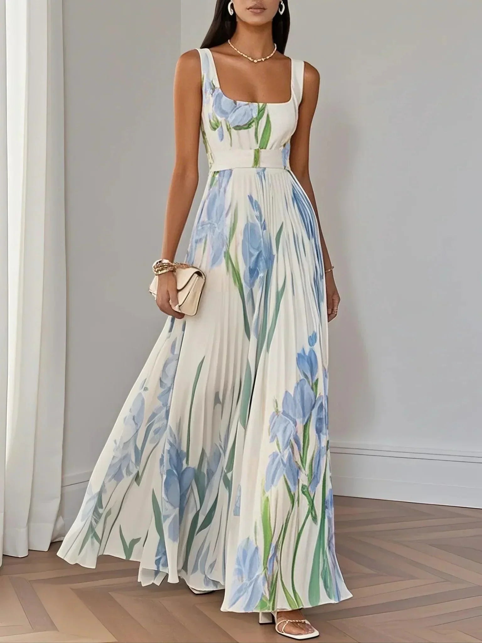 Yara™ - Maxikleed van Plissé Chiffon
