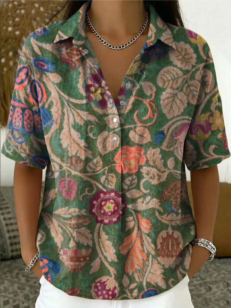 Anna – Blouse met kraag en print
