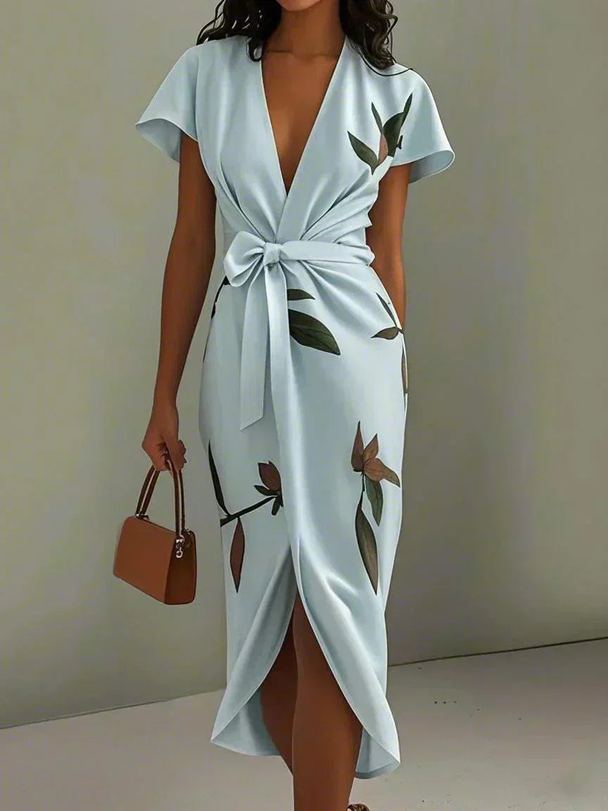 Elin™ - Elegante Wikkeljurk met Bloemenpatroon