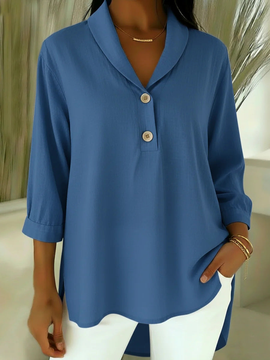 Noa – Blouse met knoopsluiting en V-hals