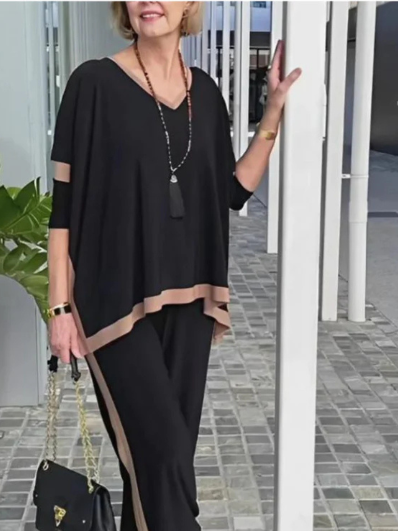 Mila – Set met top en broek met kleuraccent