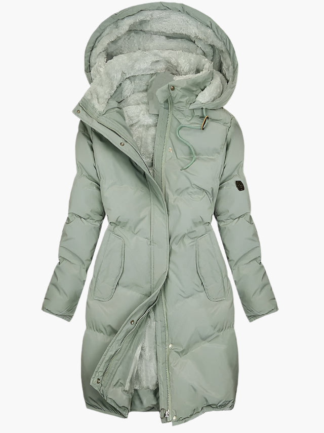 Marianne – Gevoerde winterjas met capuchon en ritssluiting