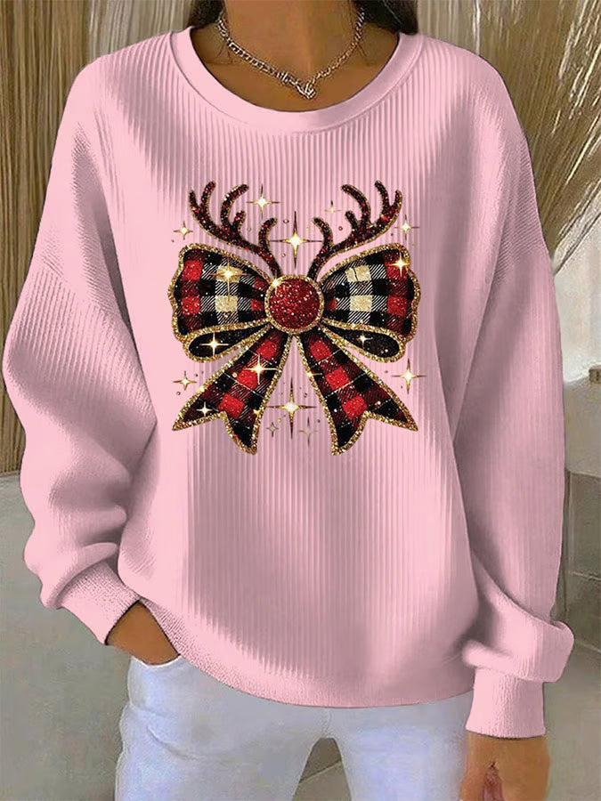 Elin - Christmas sweater with bow motif