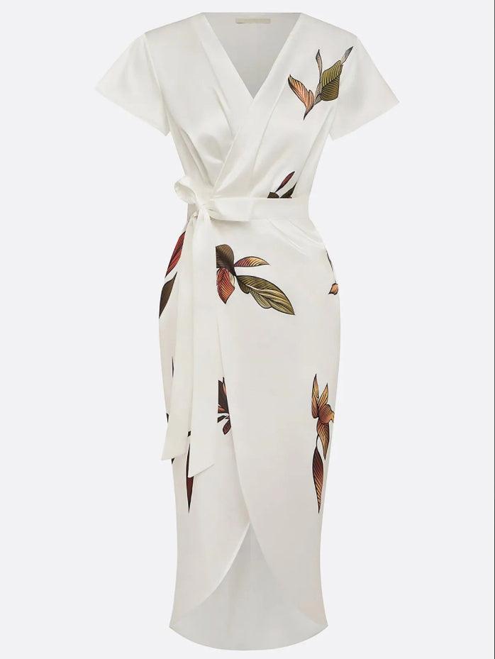 Elin™ - Elegante Wikkeljurk met Bloemenpatroon