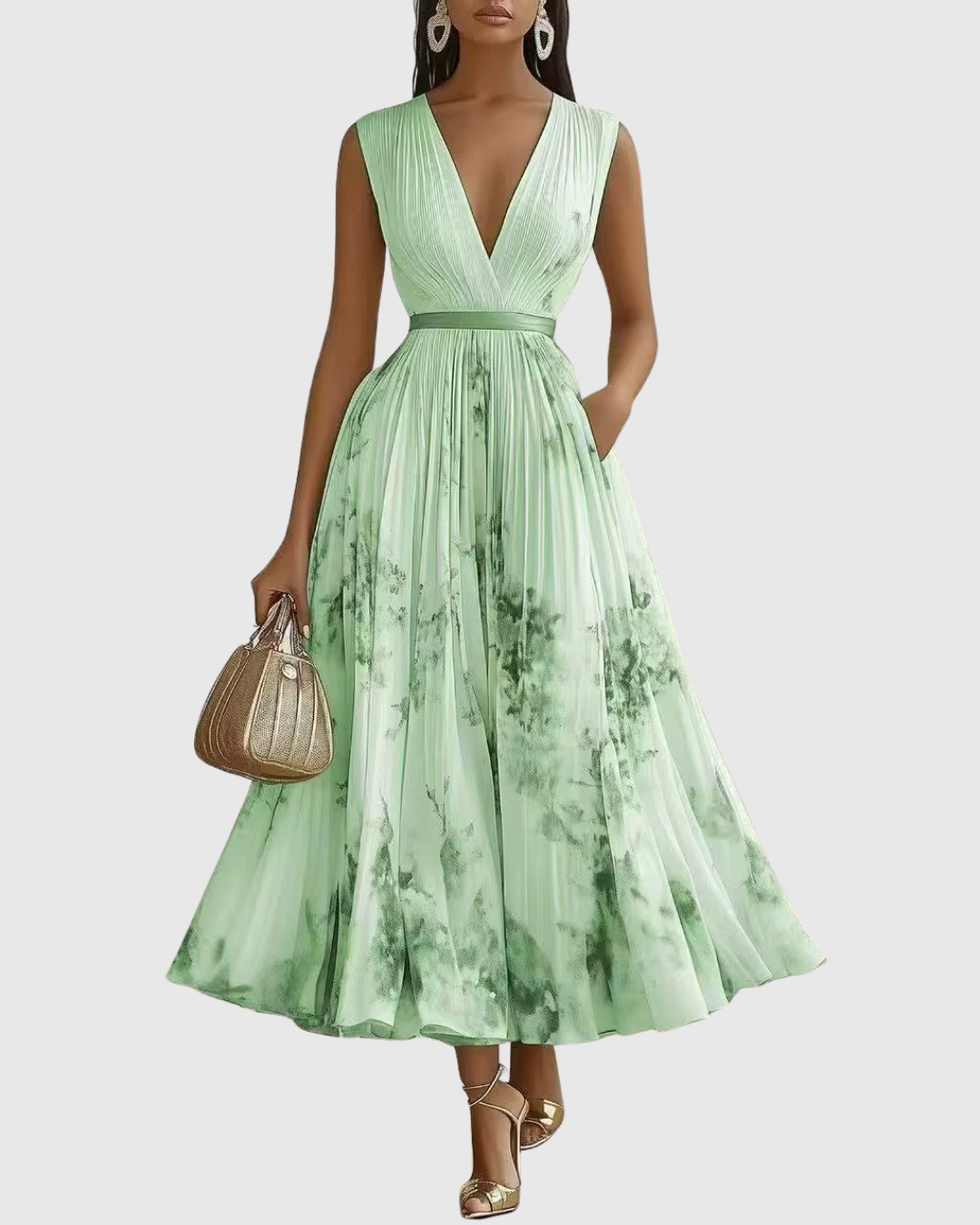Siena™ - Elegante Plissee Maxi Jurk