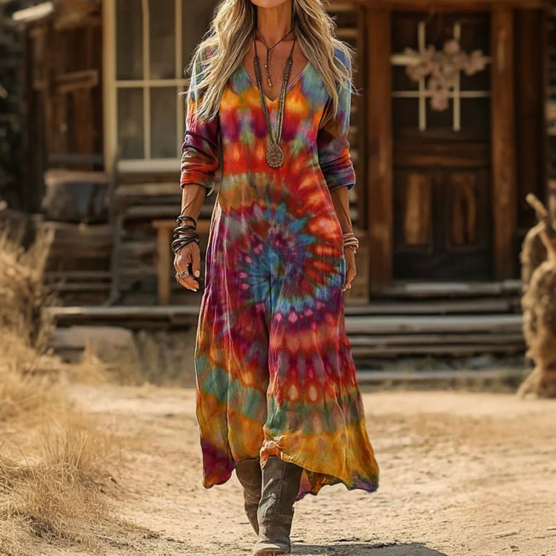 Evelyn | Vintage-geïnspireerde Casual Jurk met Lange Mouwen
