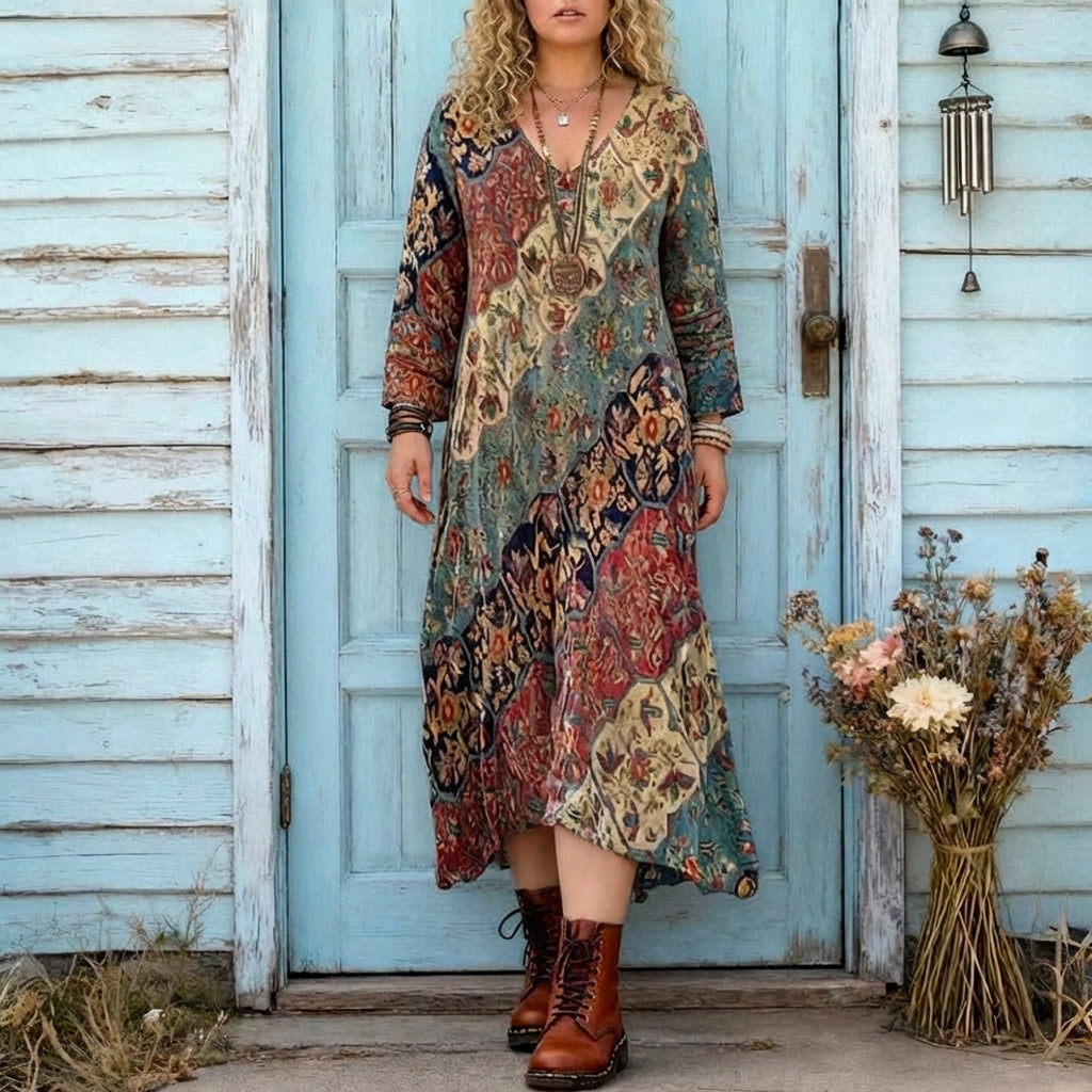 Elizabeth | Vintage-geïnspireerde Lange Mouw Casual Jurk