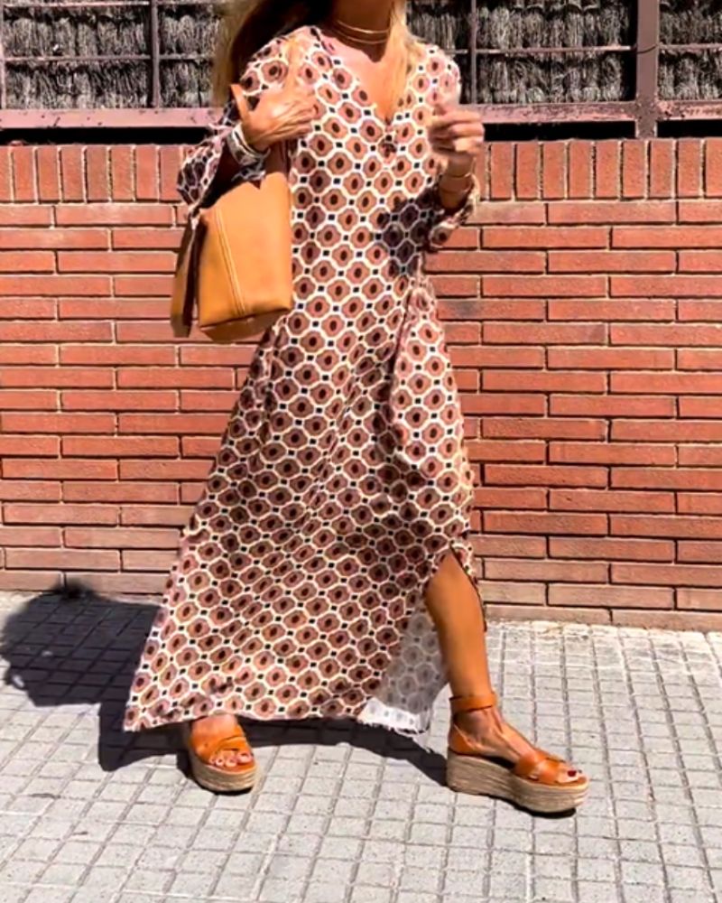 Mira – Jurk met print en knoopsluiting