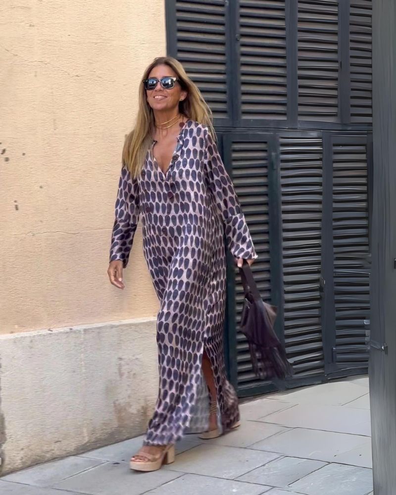 Mira – Jurk met print en knoopsluiting